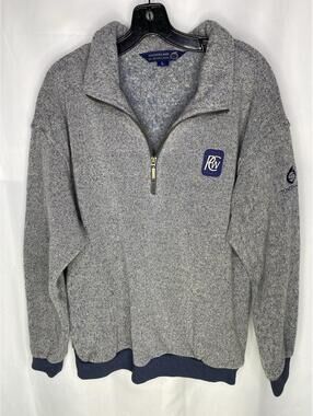 Sunderland of Scotland Pullover Quarter Zip Sweater Gray/Blue Size Large